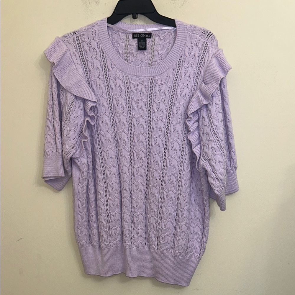 7.  Design 365 Lavender Ruffle Sweater 3/4 sleeve round neck size 3X